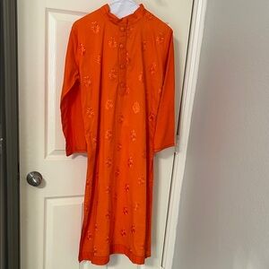 Orange kurta top thread Embroidery. S